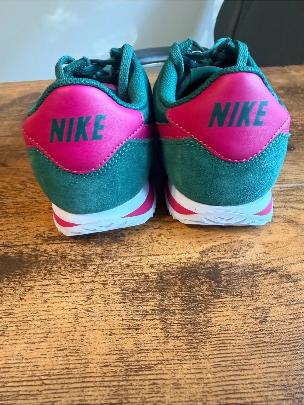 Nike Women's Teal and Pink Classic Cortez-Style Sneakers 4.5Y/6W